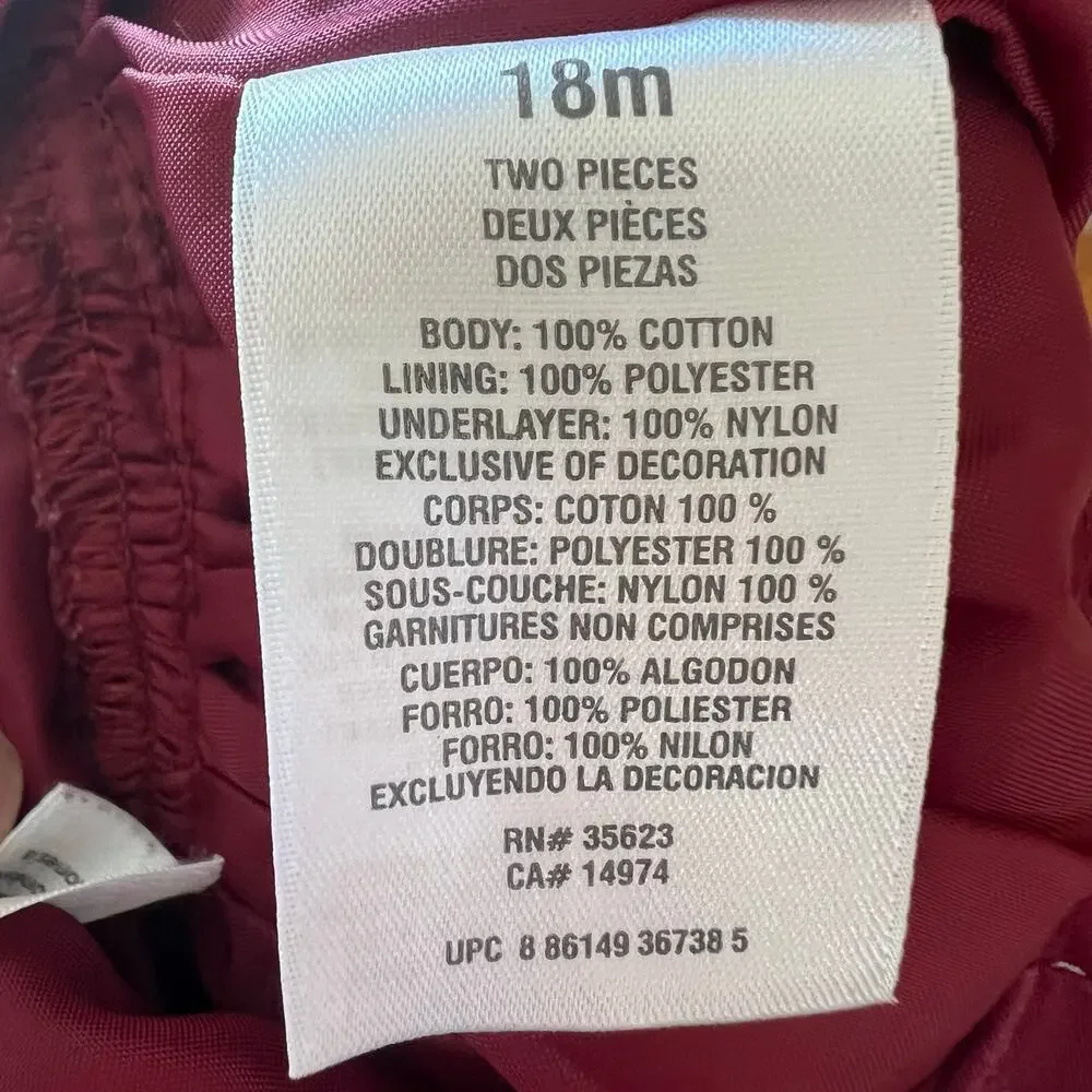 ❤️ 3/$25 Carter's Maroon Polka Dot Dress with Velour Bows 18m